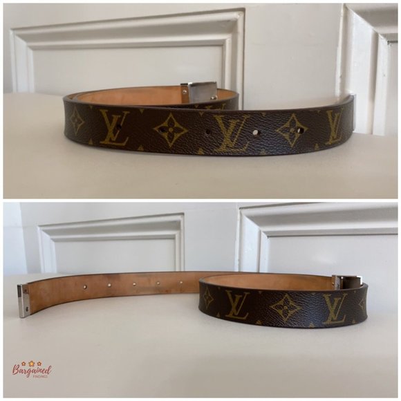 Authentic Louis Vuitton Brown Monogram Canvas Ceinture Silver Buckle Belt 80/32 main image 9
